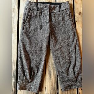Bebe Wool Capri Slacks Leather Detail Size 0